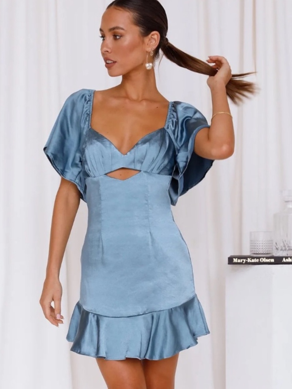 BOGO! NWT Selfie Leslie EYES ON YOU Satin Mini Dress Blue Size XL